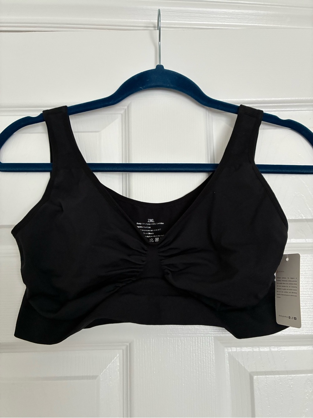 Feelingirl Black Seamless Support Sports Bra - 2XL
